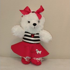 #21 Polly Poodle Bear 15" White Bear Costume: Red & Black