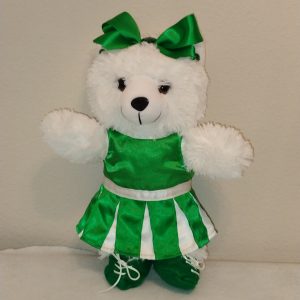 #24 Cherie Cheerleader Bear 15" White Bear Costume: Green & White